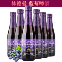 进口啤酒 比利时林德曼蓝莓水果啤酒250ml*6瓶 女士果味美酒