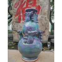 柴烧八马福寿瓶